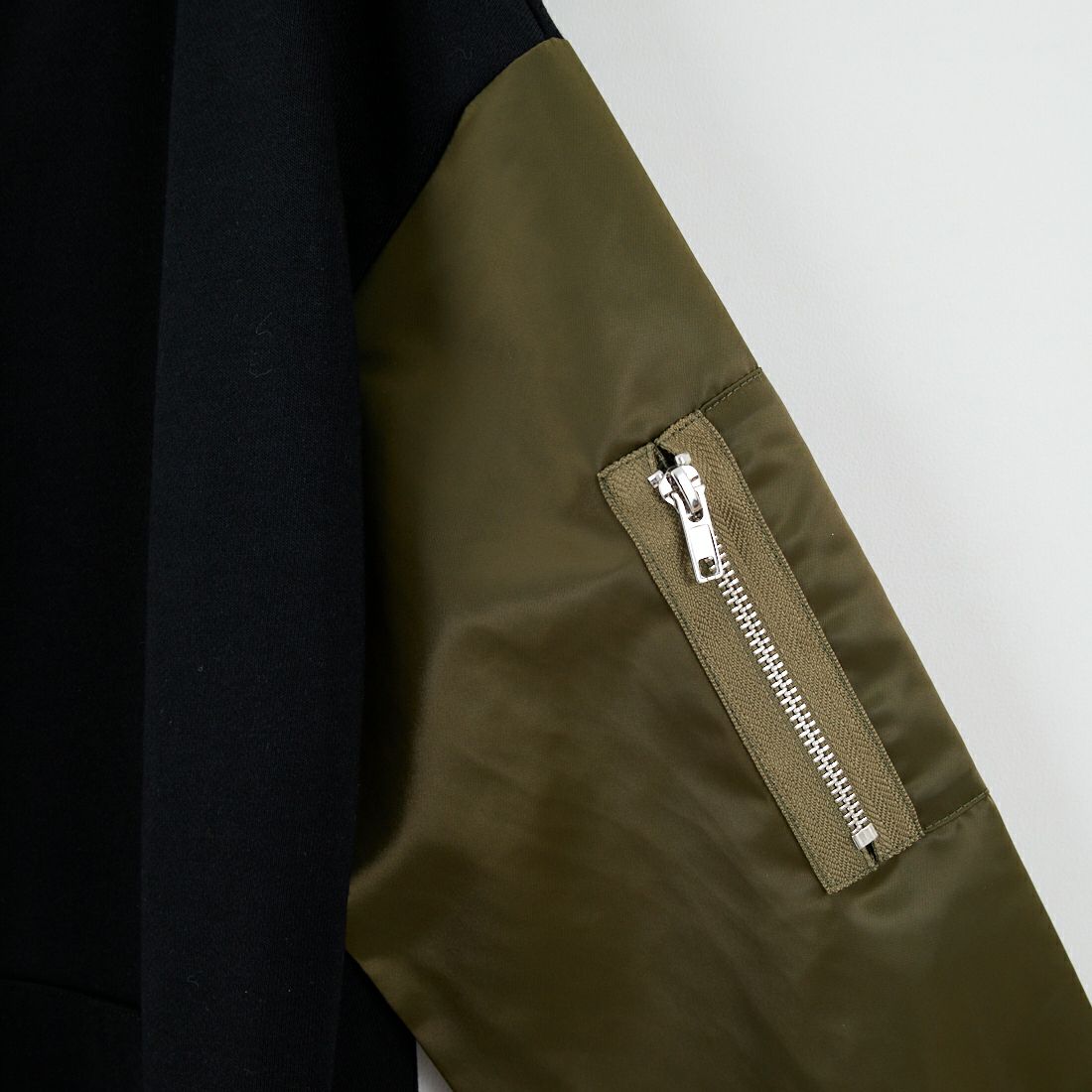 Jf Ready Made [ジェイエフレディメイド] 異素材ドッキングパーカーワンピース [922-24127] ﾌﾞﾗｯｸ/ｶｰｷ