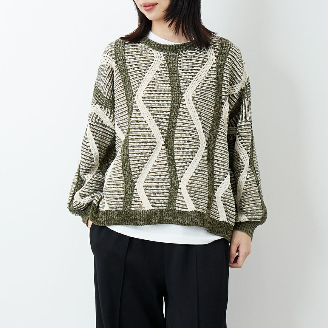 Jf Ready Made [ジェイエフレディメイド] モールヤーン ウェーブジャガードプルオーバー [923-14124]