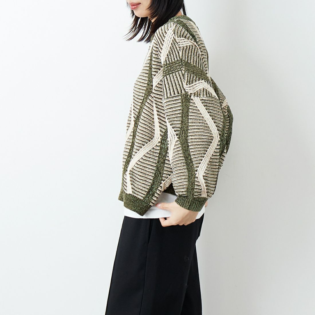 Jf Ready Made [ジェイエフレディメイド] モールヤーン ウェーブジャガードプルオーバー [923-14124]