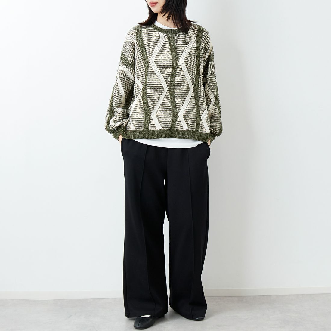 Jf Ready Made [ジェイエフレディメイド] モールヤーン ウェーブジャガードプルオーバー [923-14124]