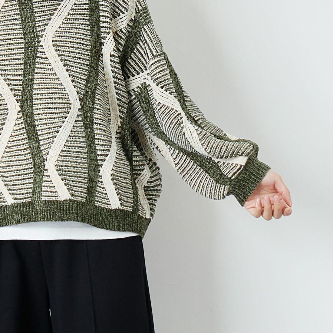 Jf Ready Made [ジェイエフレディメイド] モールヤーン ウェーブジャガードプルオーバー [923-14124]