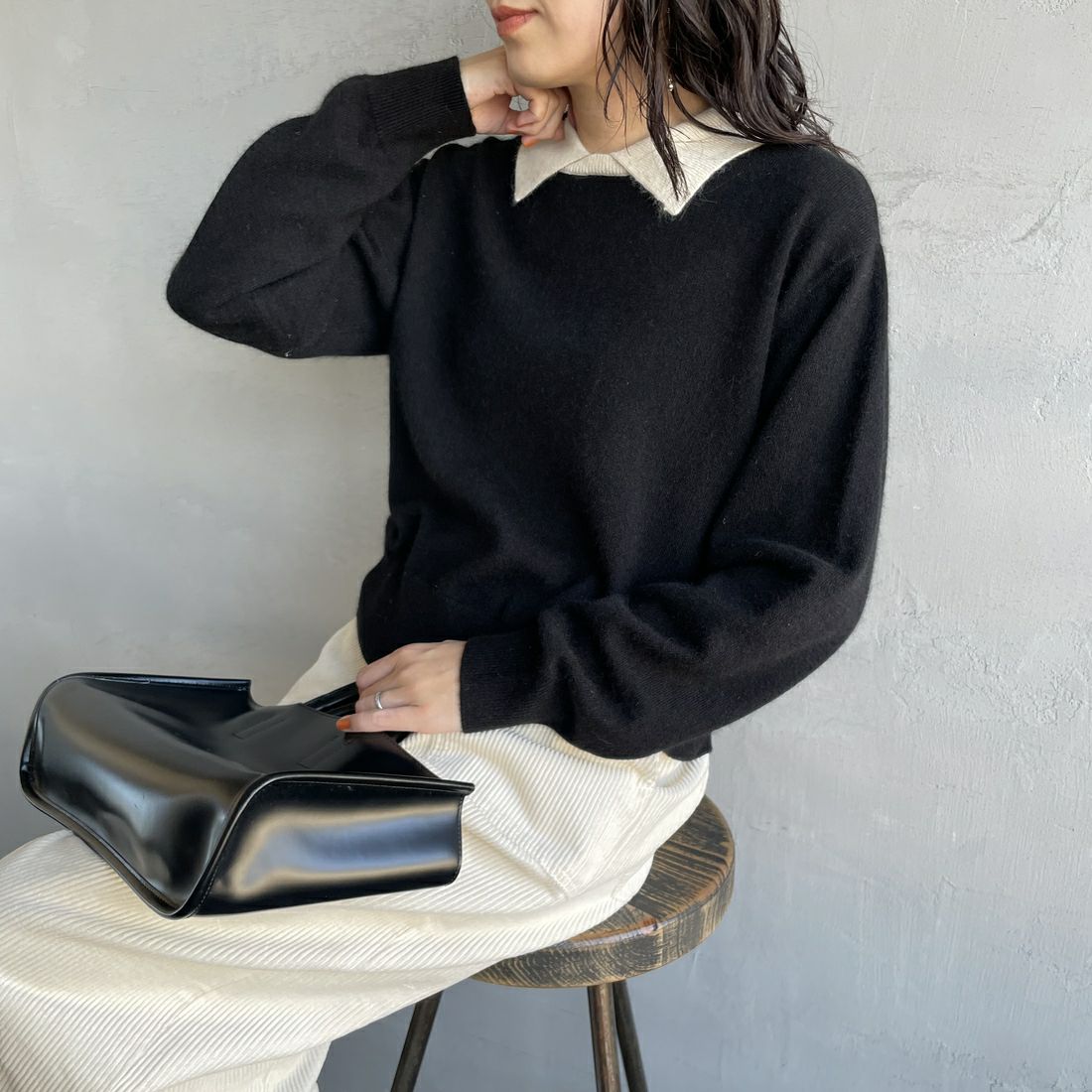 99A BLK/OW&&モデル身長：160cm 着用サイズ：F&&