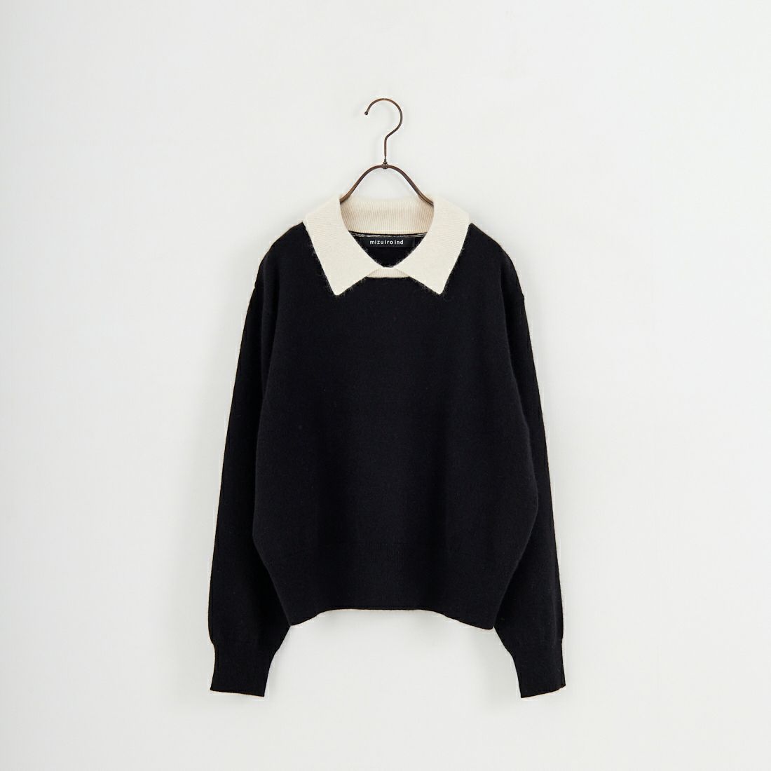 mizuiro ind [ミズイロインド] ハイゲージ襟付きプルオーバー [4-220099] 99A BLK/OW