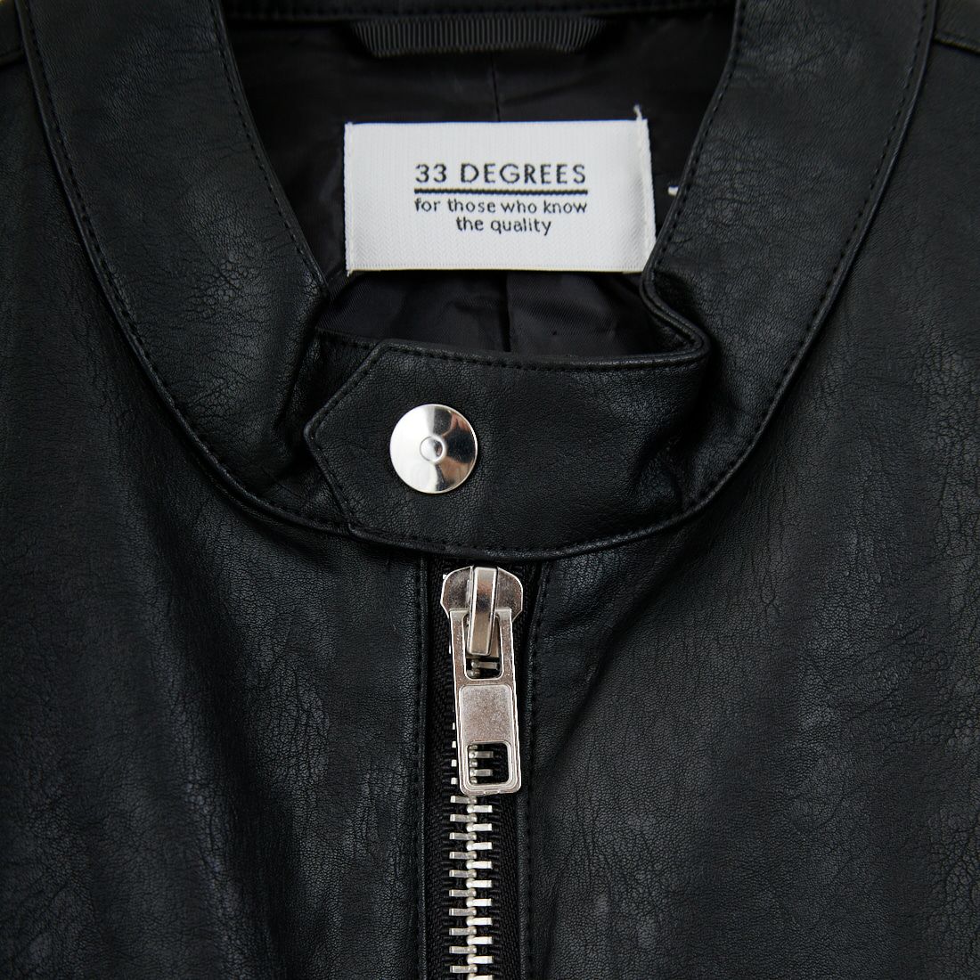 33Degrees [サーティスリーディグリーズ] フェイクレザー シングルライダースジャケット [560003IN] BLACK