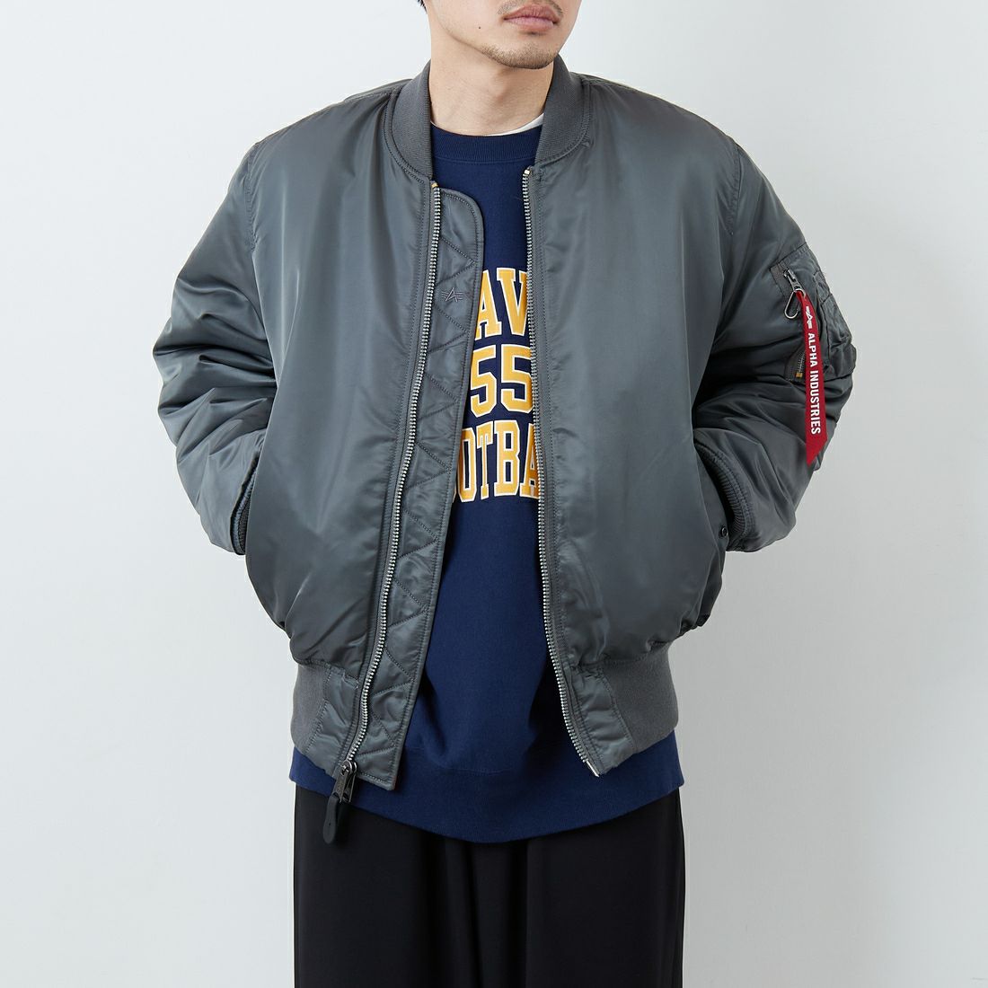 アルファ × Lee フライトジャケット　MA-1 デニム　L ブランケット アルファ × Lee フライトジャケット MA-1 デニム L ブランケット