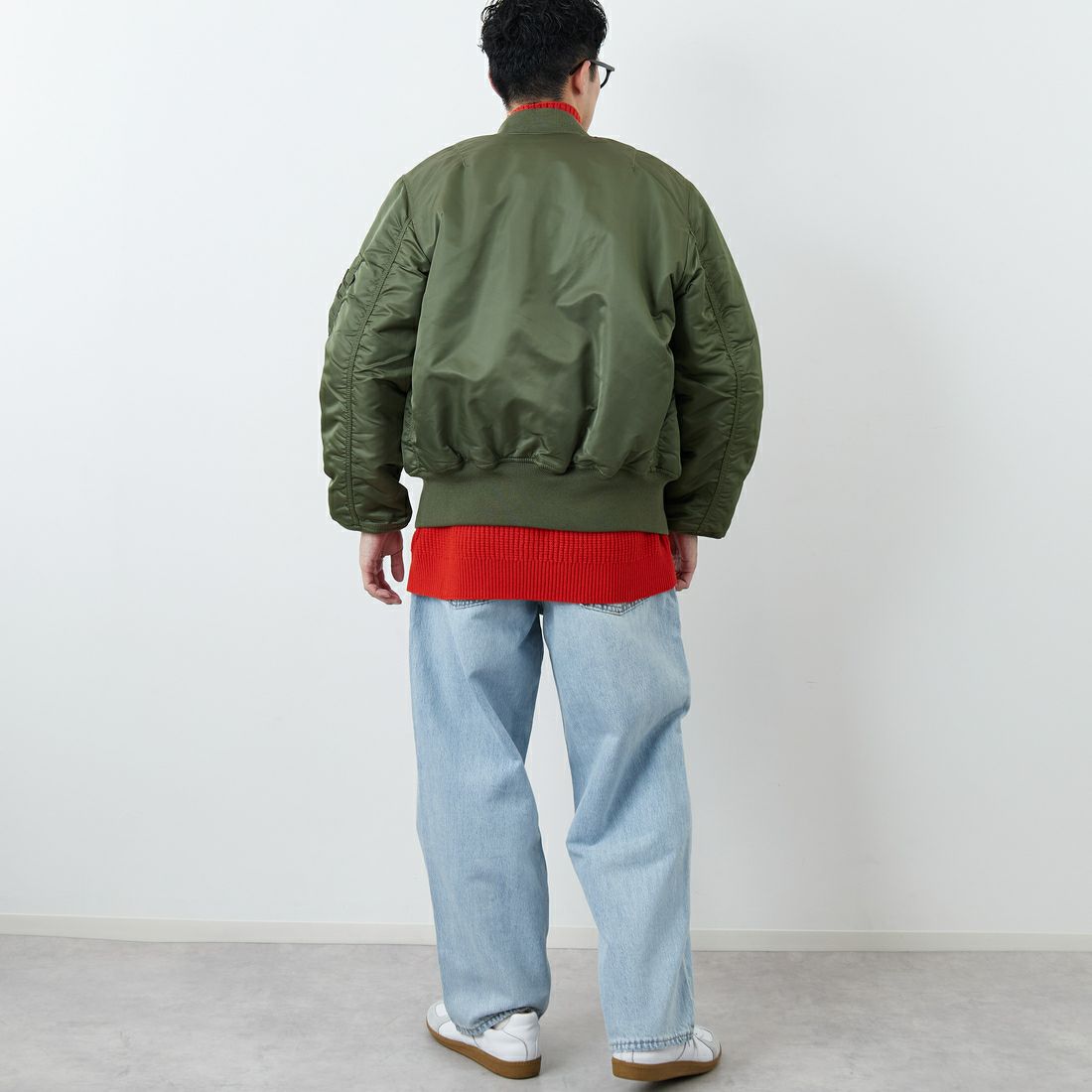 ALPHA [アルファ] MA-1フライトジャケット [MJM21000C1] SAGE &&モデル身長：168cm 着用サイズ：M&&