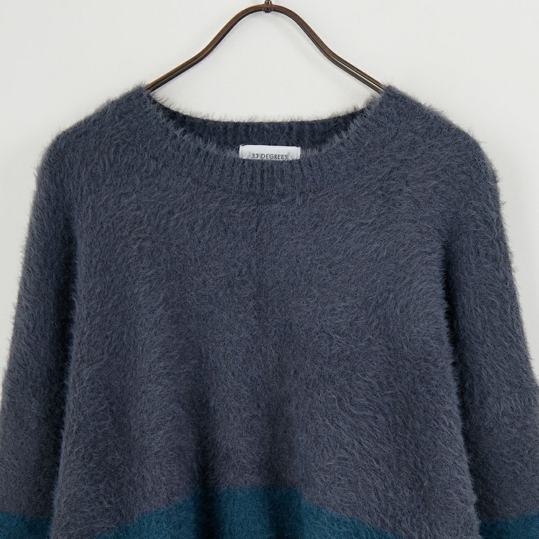 33Degrees [サーティスリーディグリーズ] シャギーツートンクルーネックニット [725807] CHR/GRN