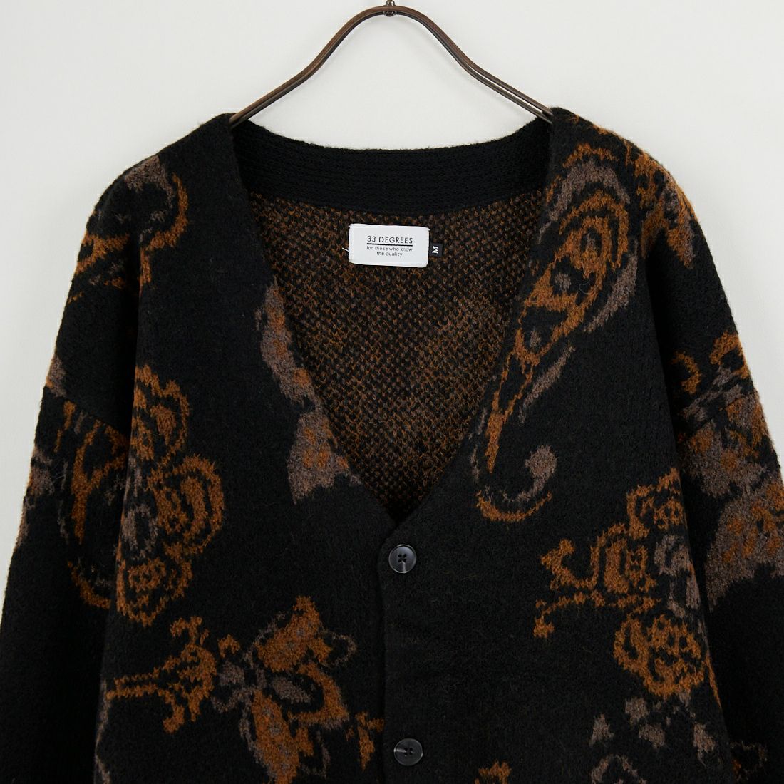 33Degrees [サーティースリーディグリーズ] モヘアタッチダブルジャガードカーディガン [M2521000JF] BLK