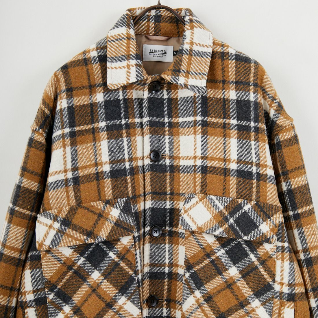 33Degrees [サーティスリーディグリーズ] メルトンチェックCPOジャケット [531024IN] BEIGE
