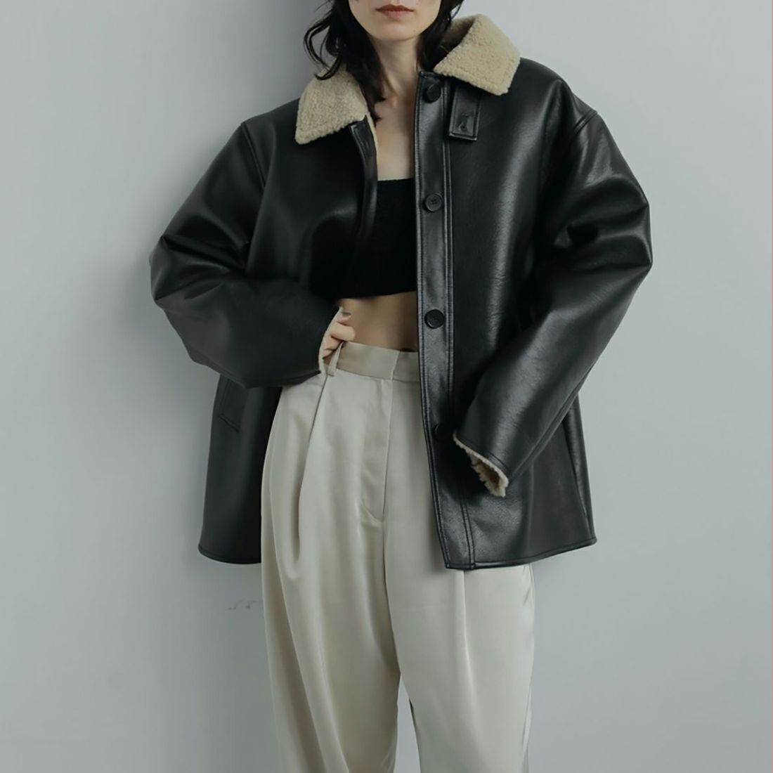 anuke [アンヌーク] ボア フライトジャケット [62520203] BLK