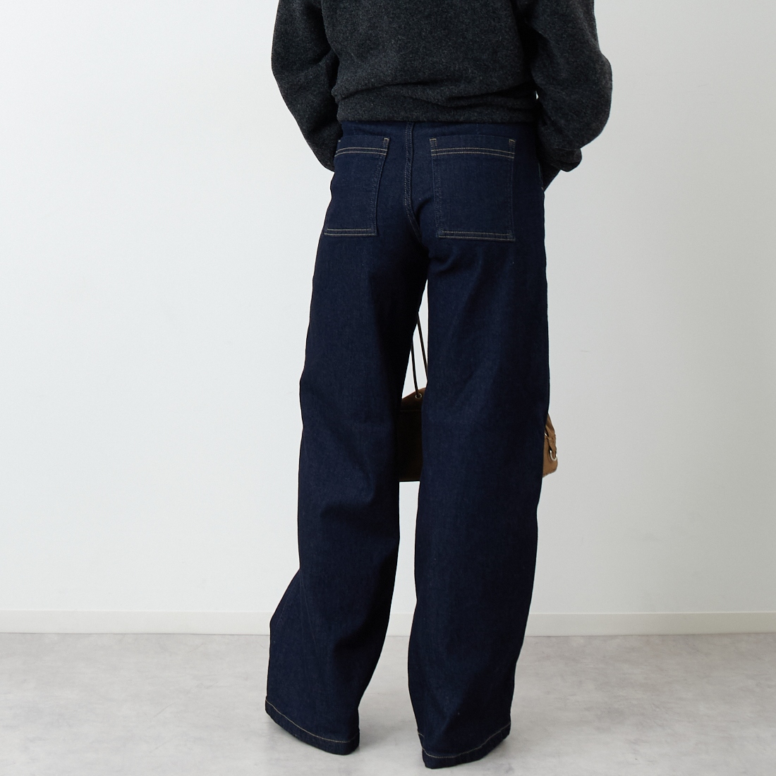 SOMETHING [サムシング] BODY FIRE ワイドベイカーデニムパンツ [SW158] 2500 O.W &&モデル身長：162cm 着用サイズ：XS&&
