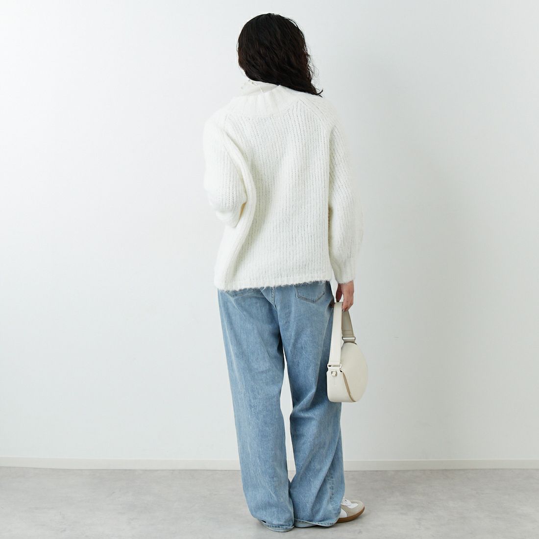 Jf Ready Made [ジェイエフレディメイド] 圧縮起毛ワイドネックプルオーバー [3225466] ｵﾌﾎﾜｲﾄ &&モデル身長：162cm 着用サイズ：F&&