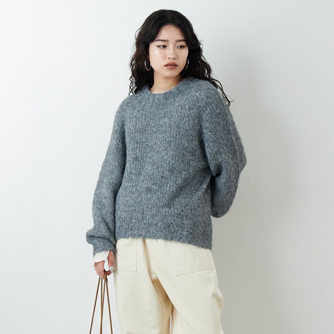 Jf Ready Made [ジェイエフレディメイド] 圧縮起毛ワイドネックプルオーバー [3225466] ﾄｯﾌﾟｸﾞﾚｰ &&モデル身長：162cm 着用サイズ：F&&