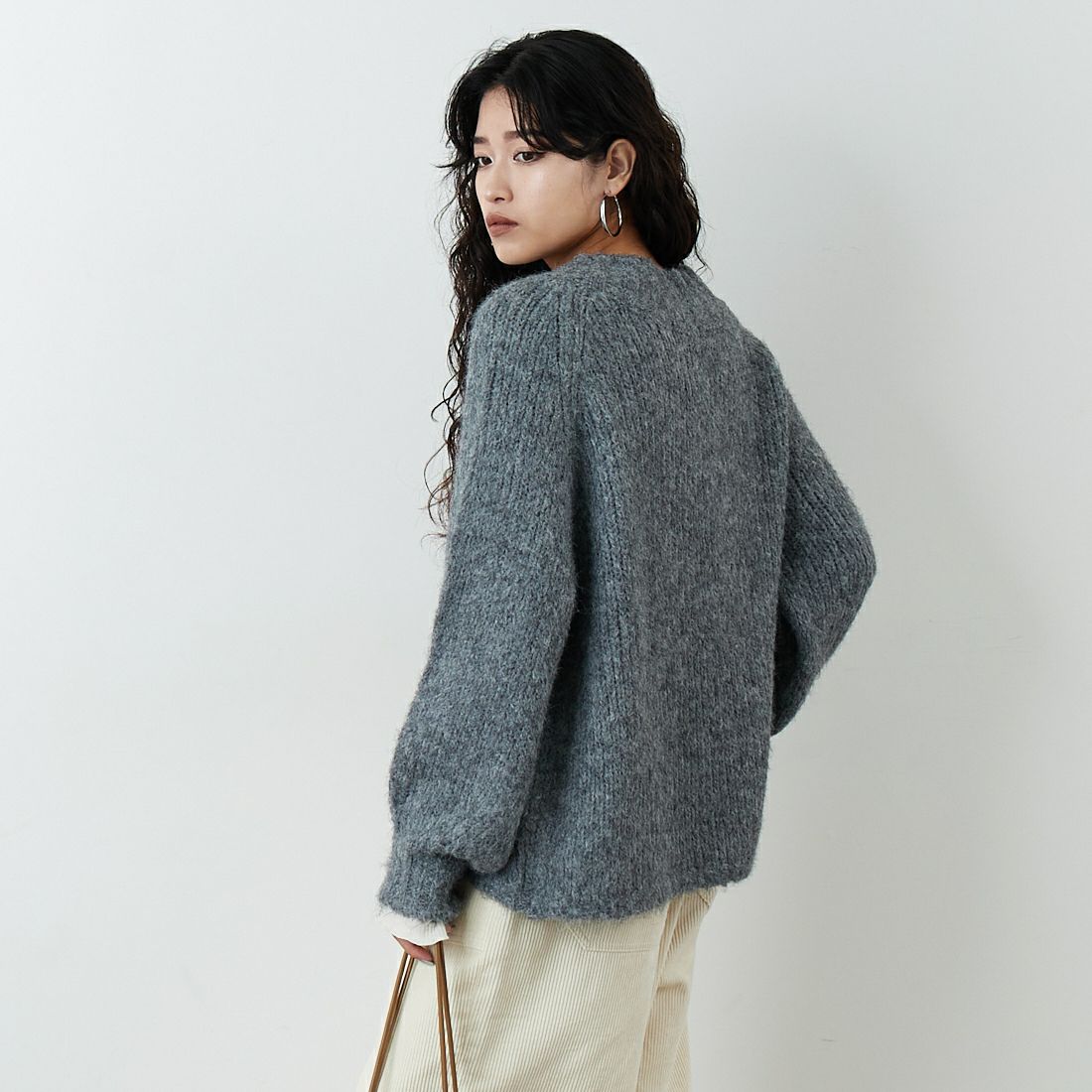 Jf Ready Made [ジェイエフレディメイド] 圧縮起毛ワイドネックプルオーバー [3225466] ﾄｯﾌﾟｸﾞﾚｰ &&モデル身長：162cm 着用サイズ：F&&