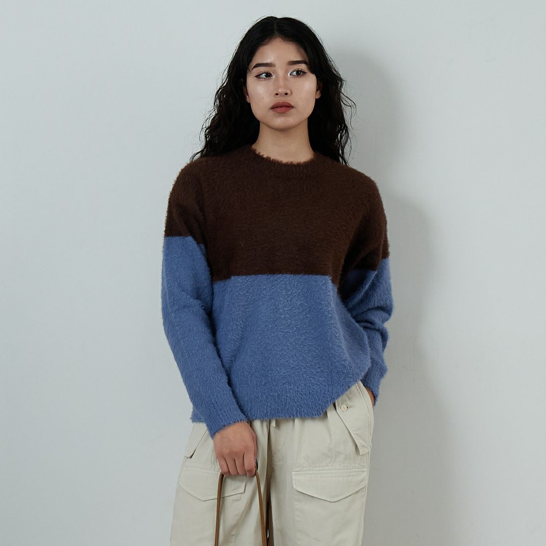 BRN/BLU&&モデル身長：162cm 着用サイズ：F&&