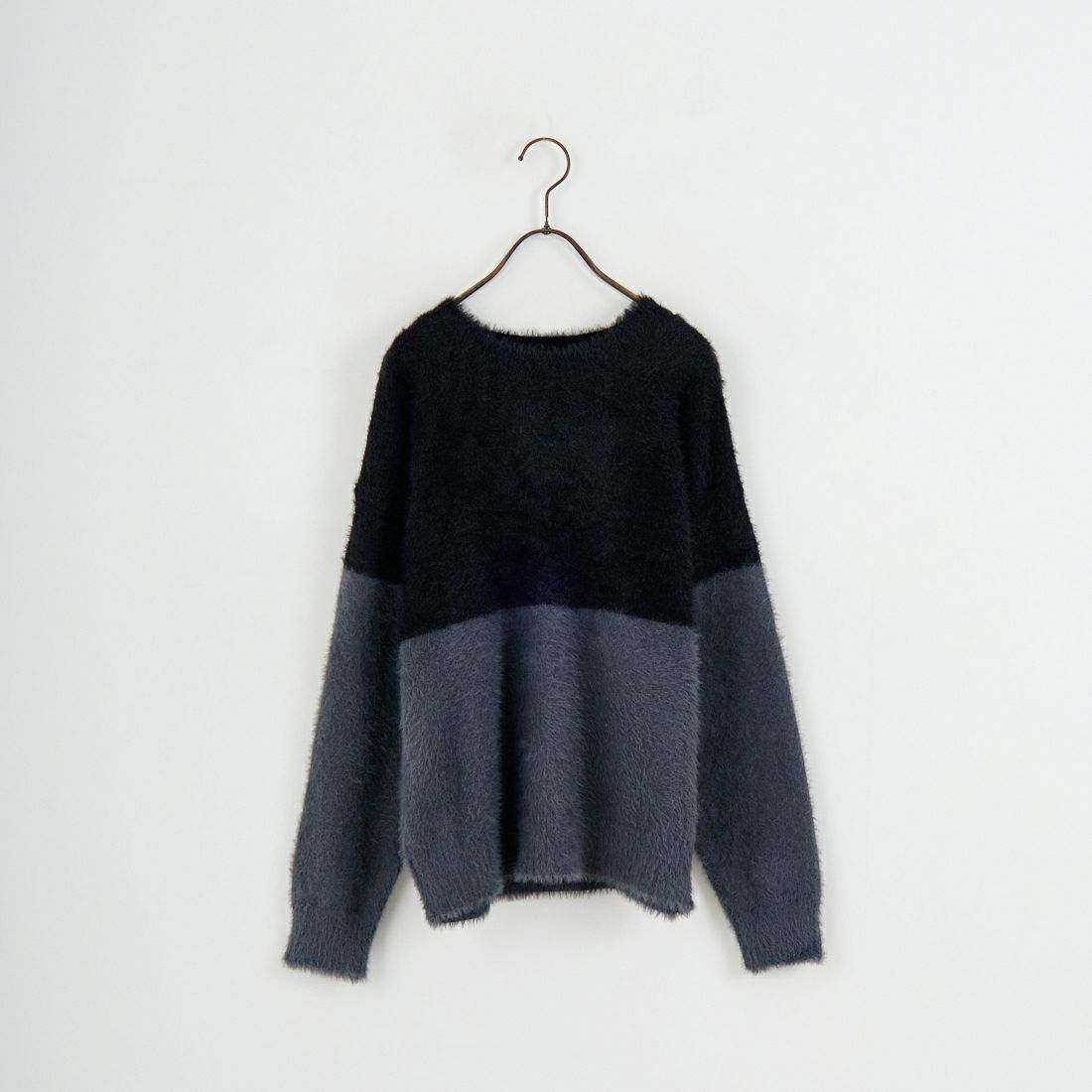 Jf Ready Made [ジェイエフレディメイド] シャギーツートンクルーネックニット [725807]BLK/CHR