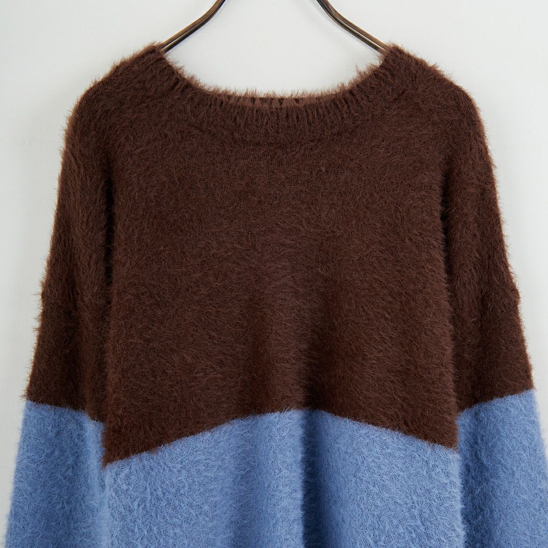 Jf Ready Made [ジェイエフレディメイド] シャギーツートンクルーネックニット [725807] BRN/BLU