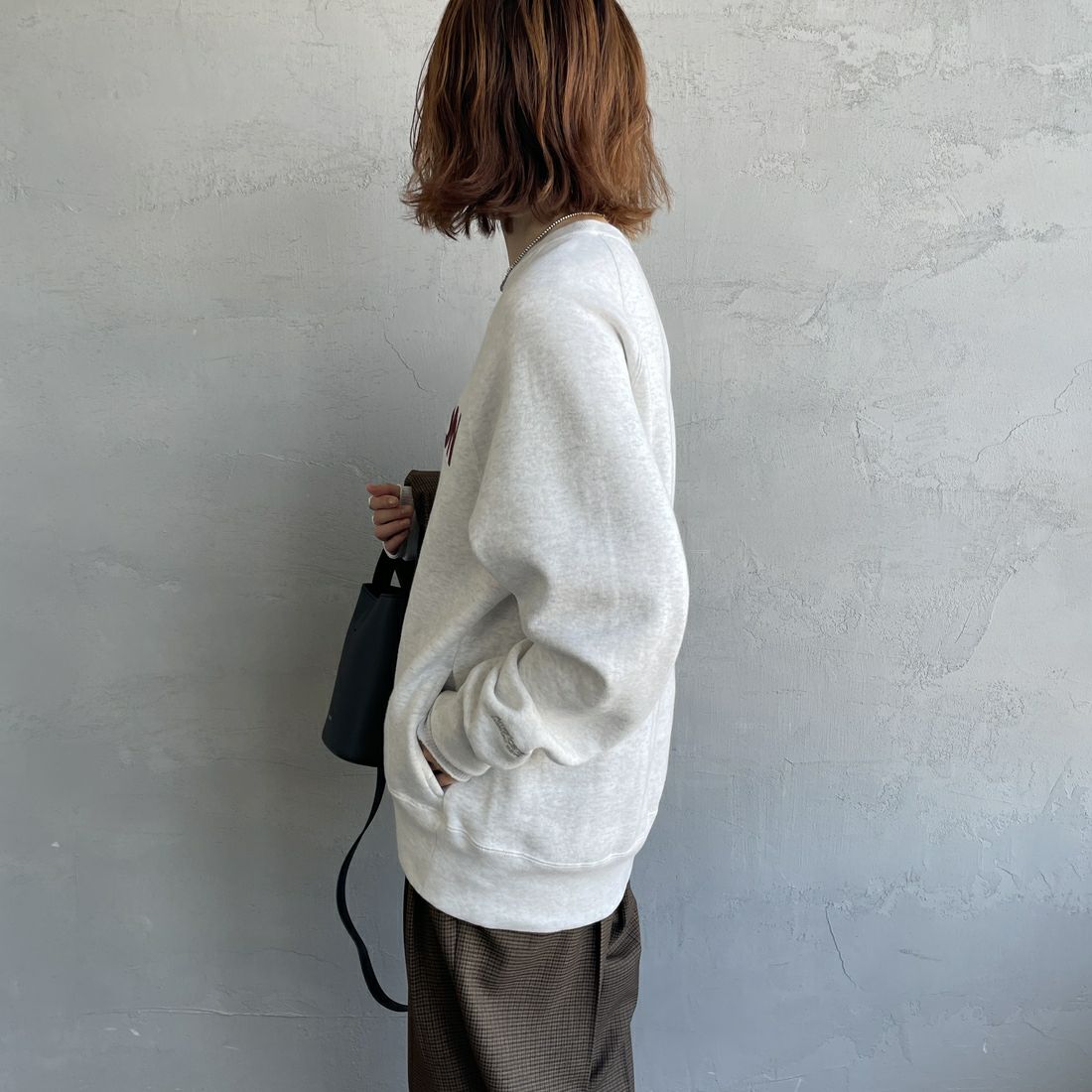 Americana [アメリカーナ] ボリュームスリーブ クルーネックスウェット [BRF-797A-1] ｱｯｼｭ &&モデル身長：158cm 着用サイズ：ONE SIZE&&