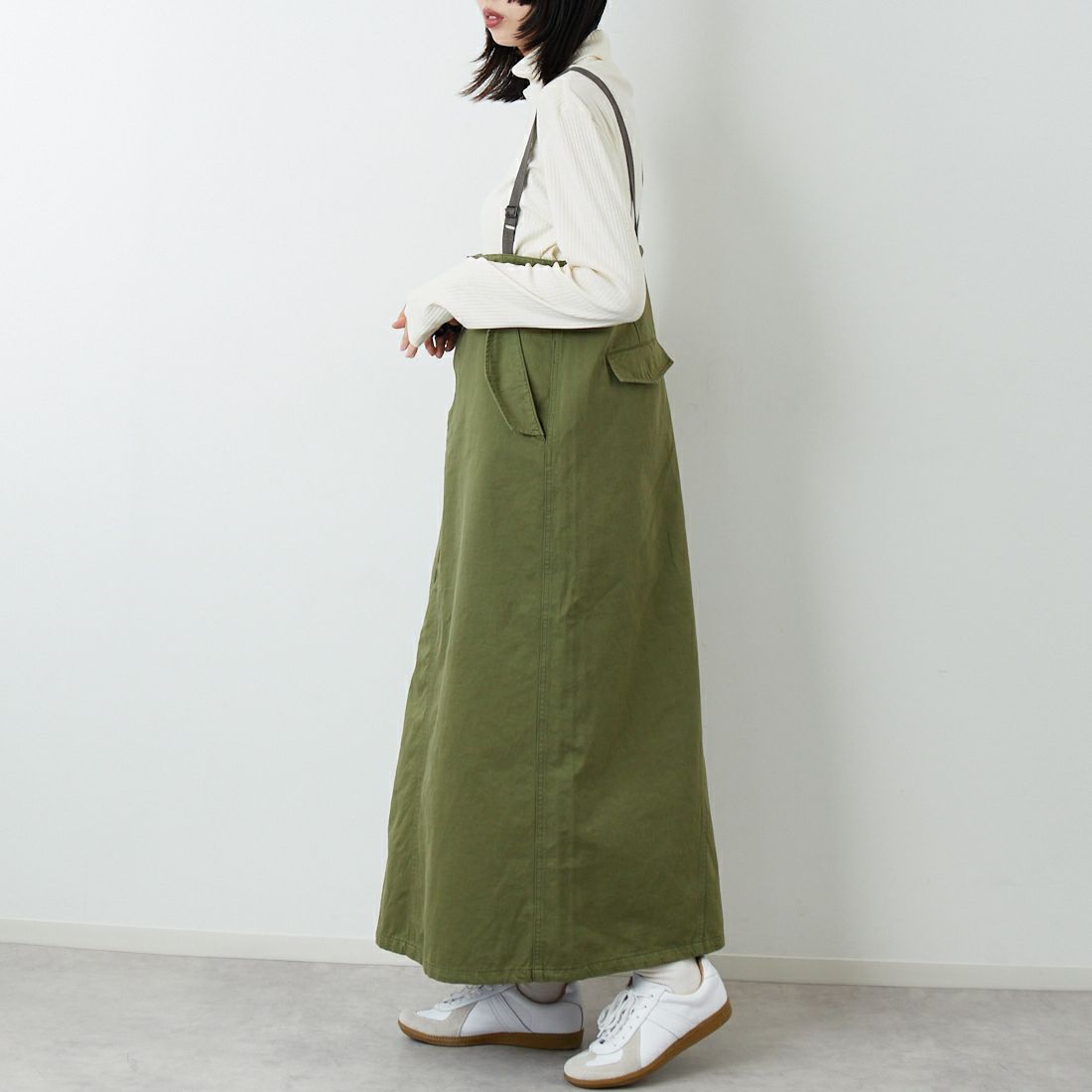 ANTGAUGE [アントゲージ] ミリタリーサロペットスカート [GE531] 7 ｵﾘｰﾌﾞ &&モデル身長：162cm 着用サイズ：M&&