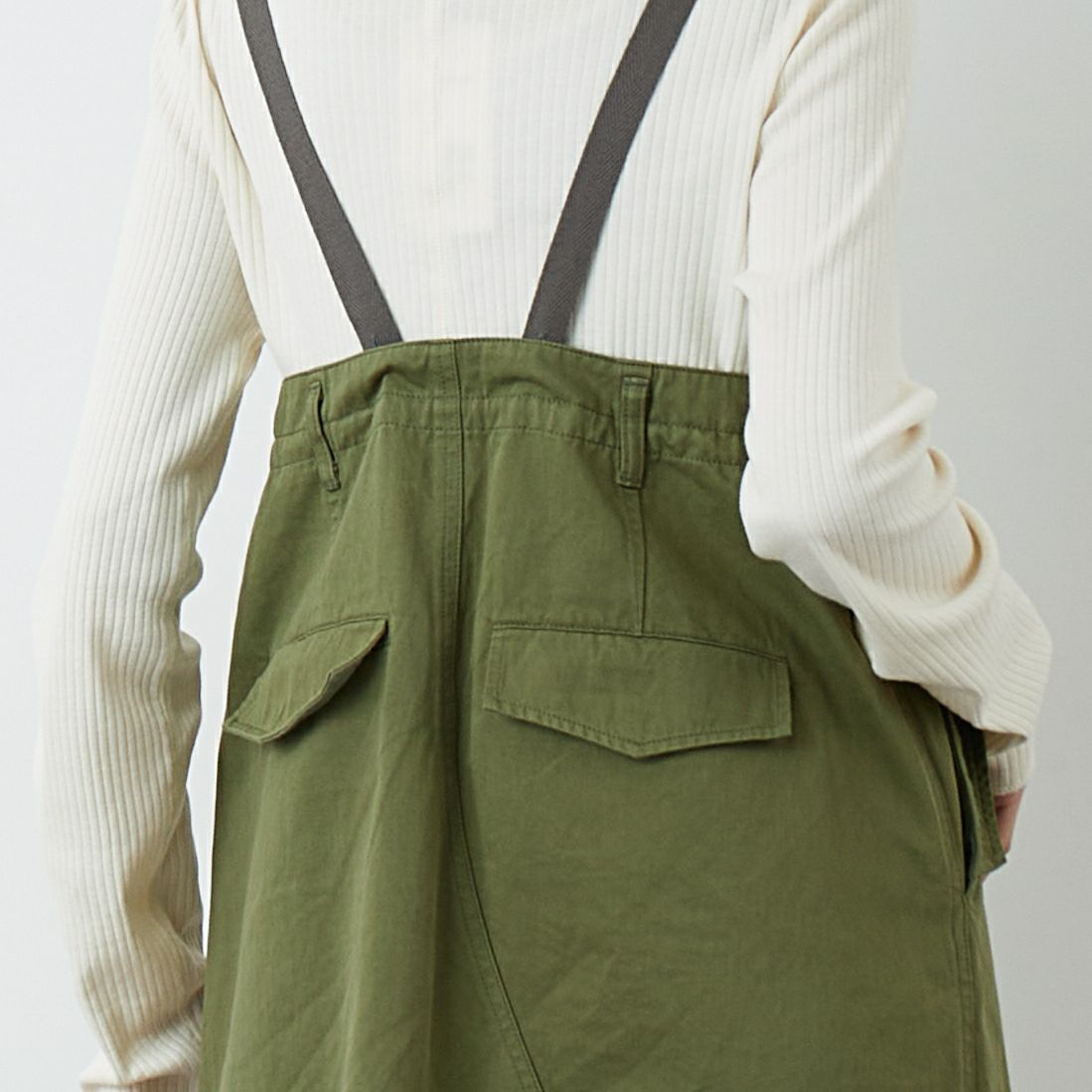 ANTGAUGE [アントゲージ] ミリタリーサロペットスカート [GE531] 7 ｵﾘｰﾌﾞ &&モデル身長：162cm 着用サイズ：M&&