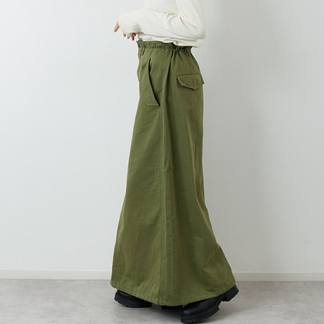 ANTGAUGE [アントゲージ] ミリタリーサロペットスカート [GE531] 7 ｵﾘｰﾌﾞ &&モデル身長：162cm 着用サイズ：M&&