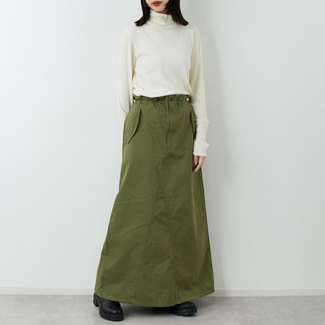 ANTGAUGE [アントゲージ] ミリタリーサロペットスカート [GE531] 7 ｵﾘｰﾌﾞ &&モデル身長：162cm 着用サイズ：M&&