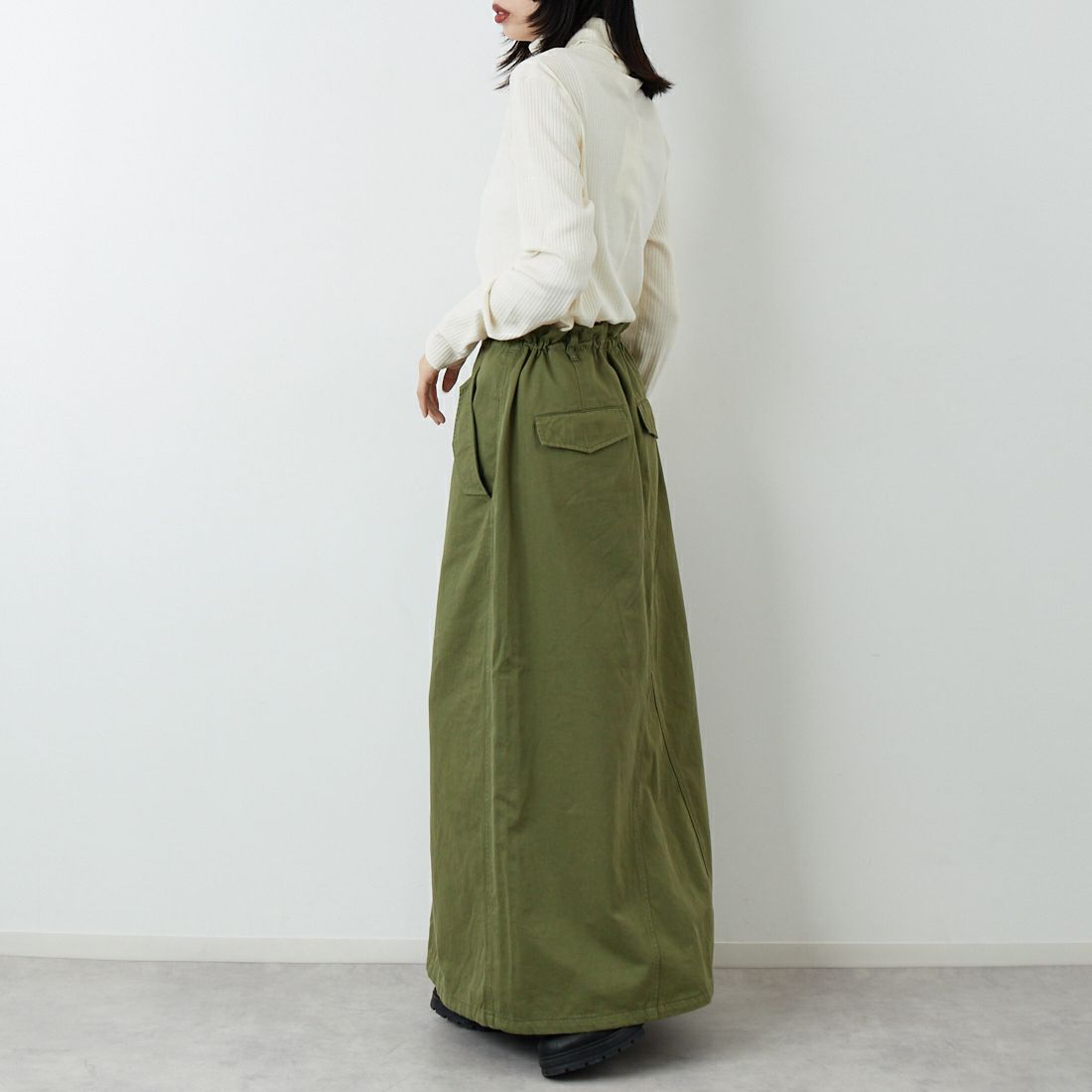 ANTGAUGE [アントゲージ] ミリタリーサロペットスカート [GE531] 7 ｵﾘｰﾌﾞ &&モデル身長：162cm 着用サイズ：M&&