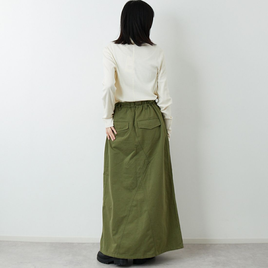 ANTGAUGE [アントゲージ] ミリタリーサロペットスカート [GE531] 7 ｵﾘｰﾌﾞ &&モデル身長：162cm 着用サイズ：M&&