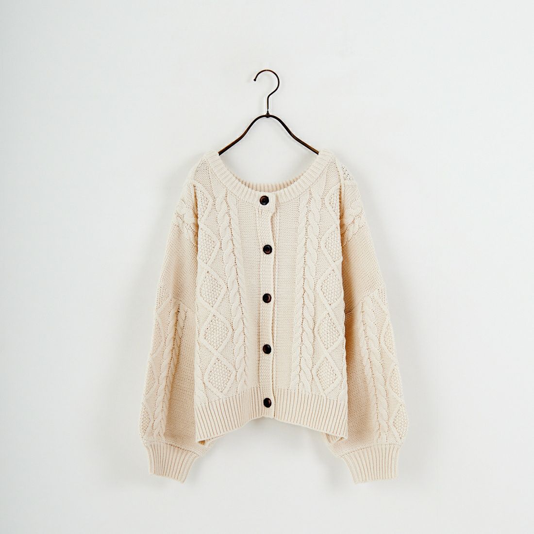 Jf Ready Made [ジェイエフレディメイド] 2WAYケーブル編みショート丈クルーネックカーディガン [123805] BEIGE