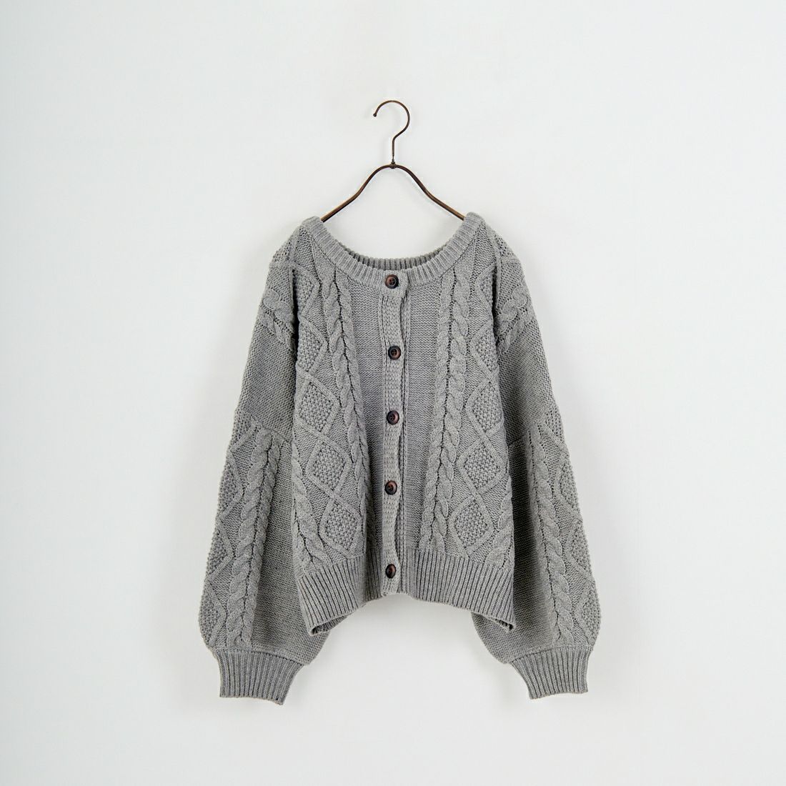 Jf Ready Made [ジェイエフレディメイド] 2WAYケーブル編みショート丈クルーネックカーディガン [123805] GRAY