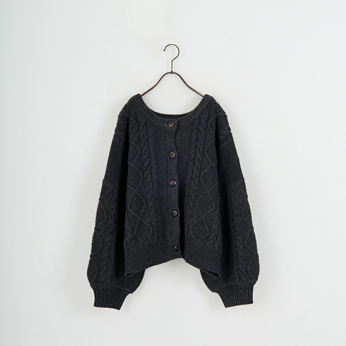 Jf Ready Made [ジェイエフレディメイド] 2WAYケーブル編みショート丈クルーネックカーディガン [123805] CHARCOAL