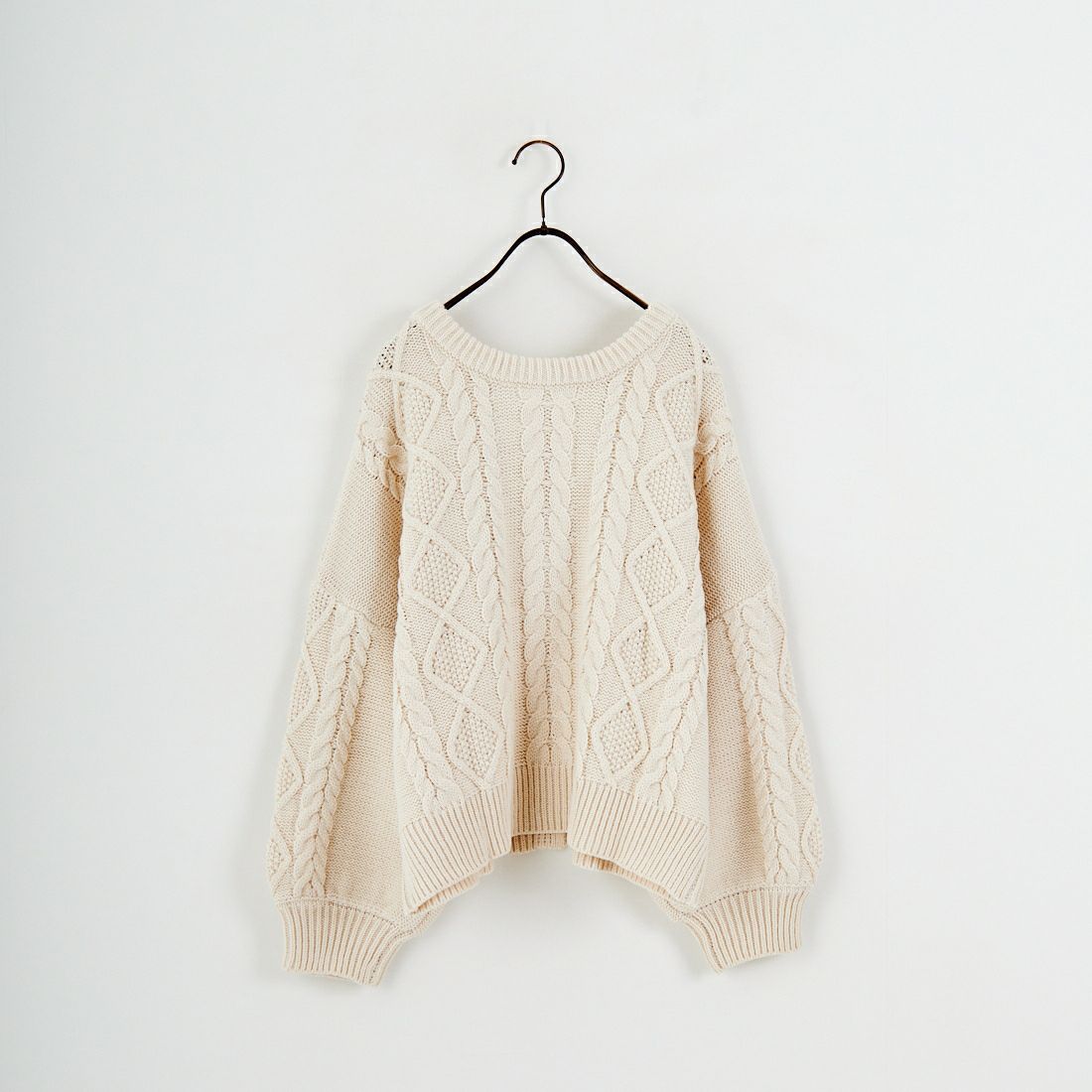 Jf Ready Made [ジェイエフレディメイド] 2WAYケーブル編みショート丈クルーネックカーディガン [123805] BEIGE