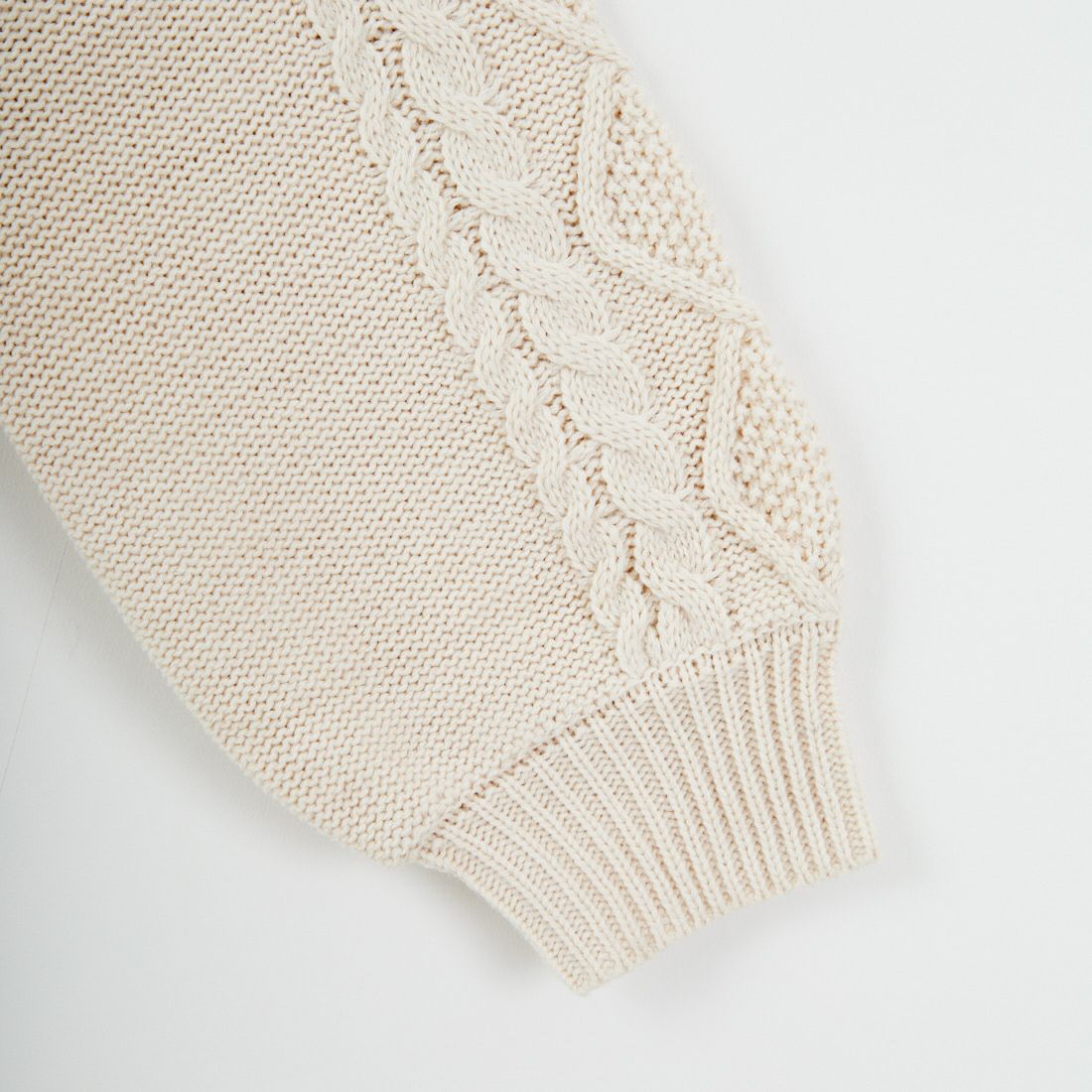 Jf Ready Made [ジェイエフレディメイド] 2WAYケーブル編みショート丈クルーネックカーディガン [123805] BEIGE