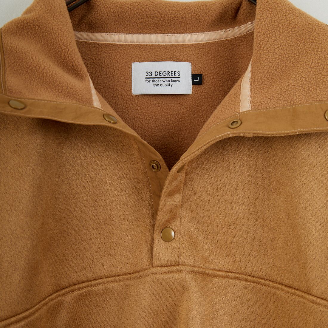 33Degrees [サーティースリーディグリーズ] スエードフリーススナッププルオーバー [25A-24001JF] BEIGE