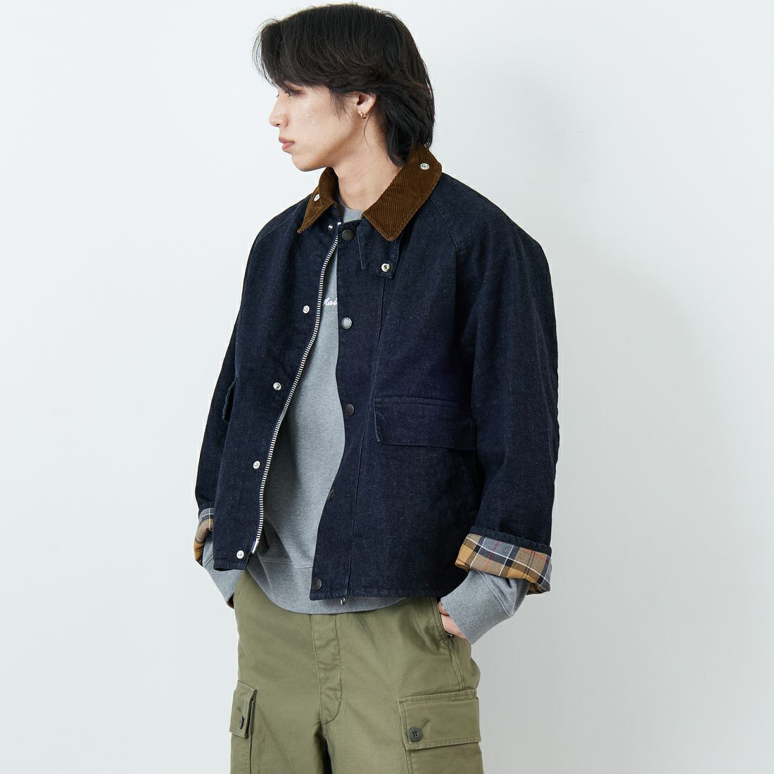 Barbour [バブアー] 別注 BORROWDALE ボロウデイルジャケット [261MCAS237-JF] DENIM &&モデル身長：179cm 着用サイズ：40&&