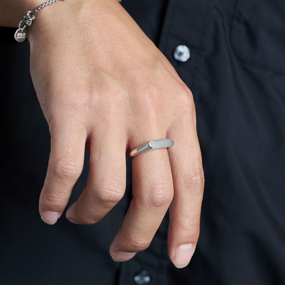 XOLO JEWELRY [ショロジュエリー] シグネットリング ウィズヘアライン [XOR120] SILVER