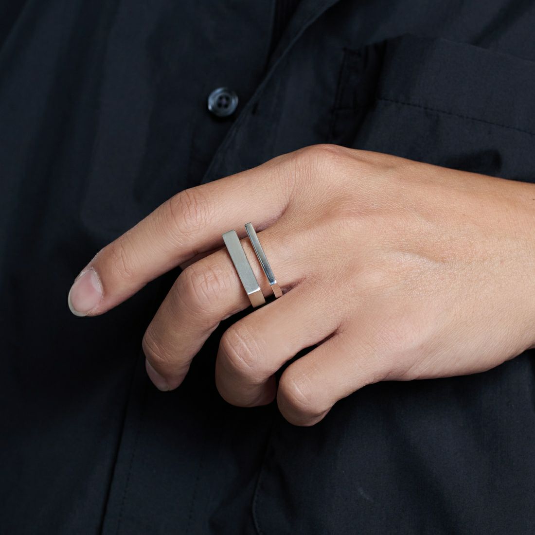 XOLO JEWELRY [ショロジュエリー] ディファレントワイズリング ウィズヘアライン [XOR123] SILVER