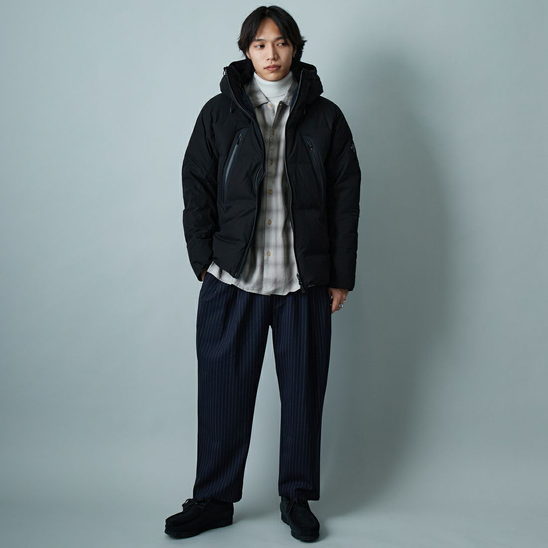 DESCENTE ALLTERRAIN [デサントオルテライン] 水沢ダウン マウンテニア [DU5FDJM1M] BK00 &&モデル身長：179cm 着用サイズ：L&&