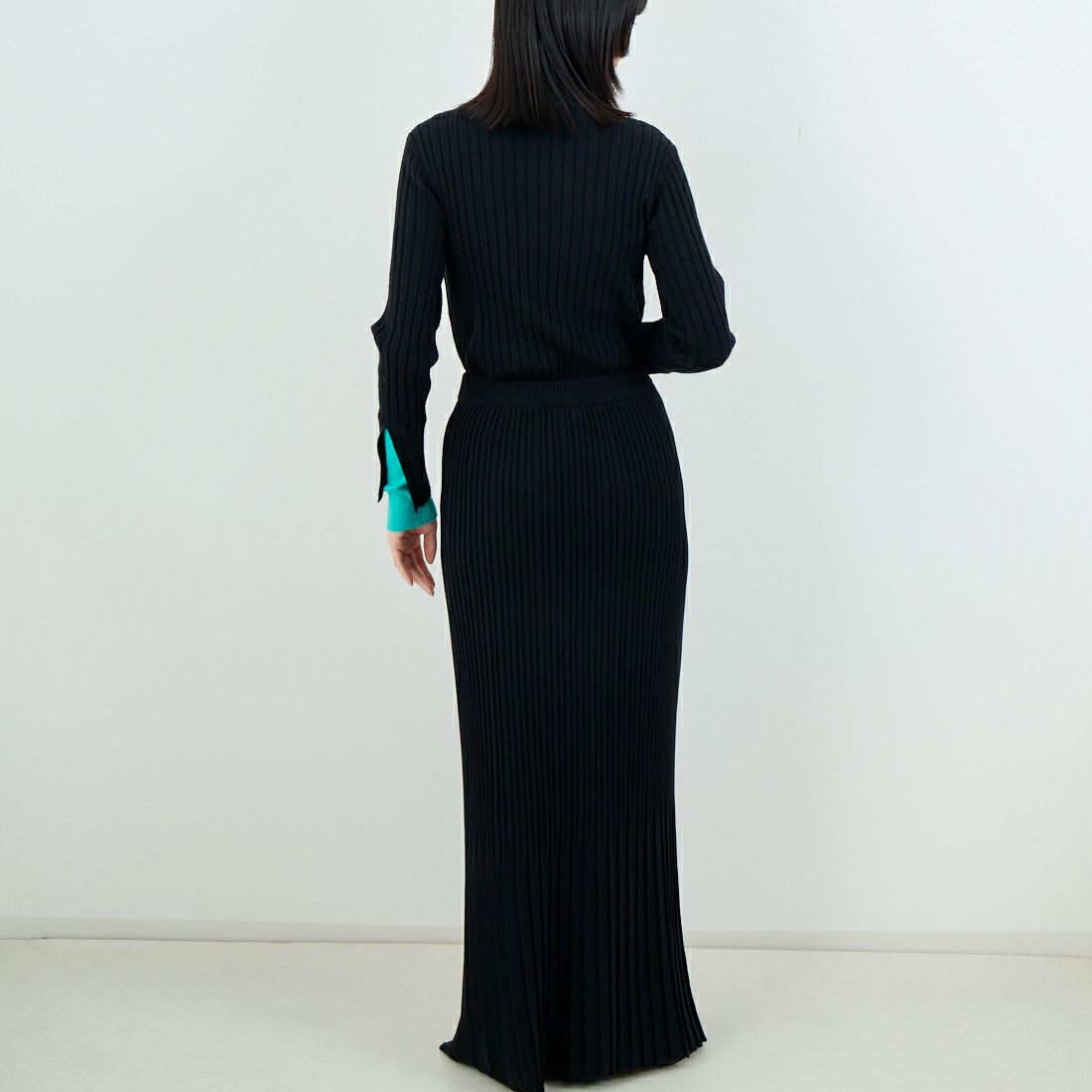 Jf Ready Made [ジェイエフレディメイド] 配色リブニット [929-14110] 09A ﾌﾞﾗｯｸ &&モデル身長：162cm 着用サイズ：F&&