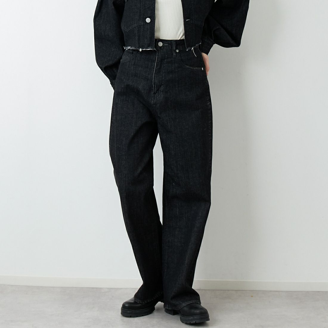 epa × BIG JOHN [エパ × ビッグジョン] ワイドストレートジーンズ [MXEP06L] BK02 &&モデル身長：162cm 着用サイズ：25&&