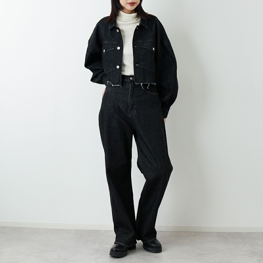 epa × BIG JOHN [エパ × ビッグジョン] ワイドストレートジーンズ [MXEP06L] BK02 &&モデル身長：162cm 着用サイズ：25&&