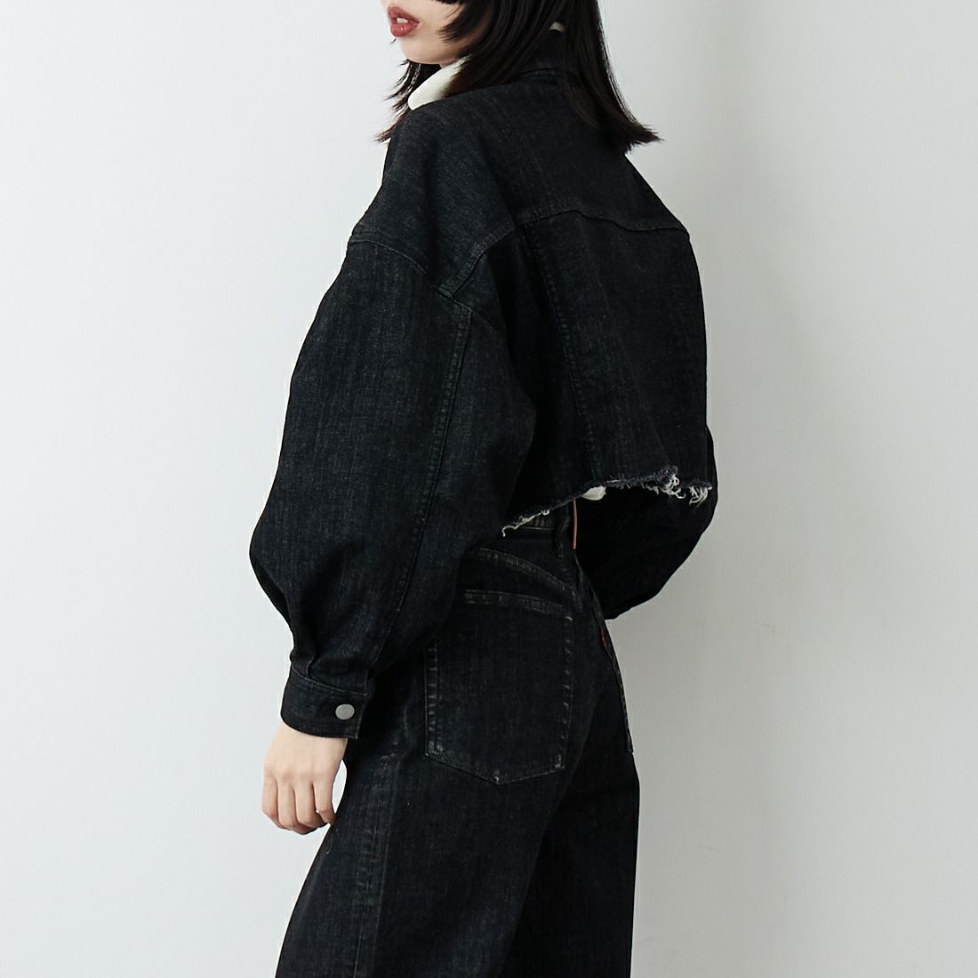 epa × BIG JOHN [エパ × ビッグジョン] バルーンスリーブショートジャケット [MXEP07L] BK02 &&モデル身長：162cm 着用サイズ：F&&