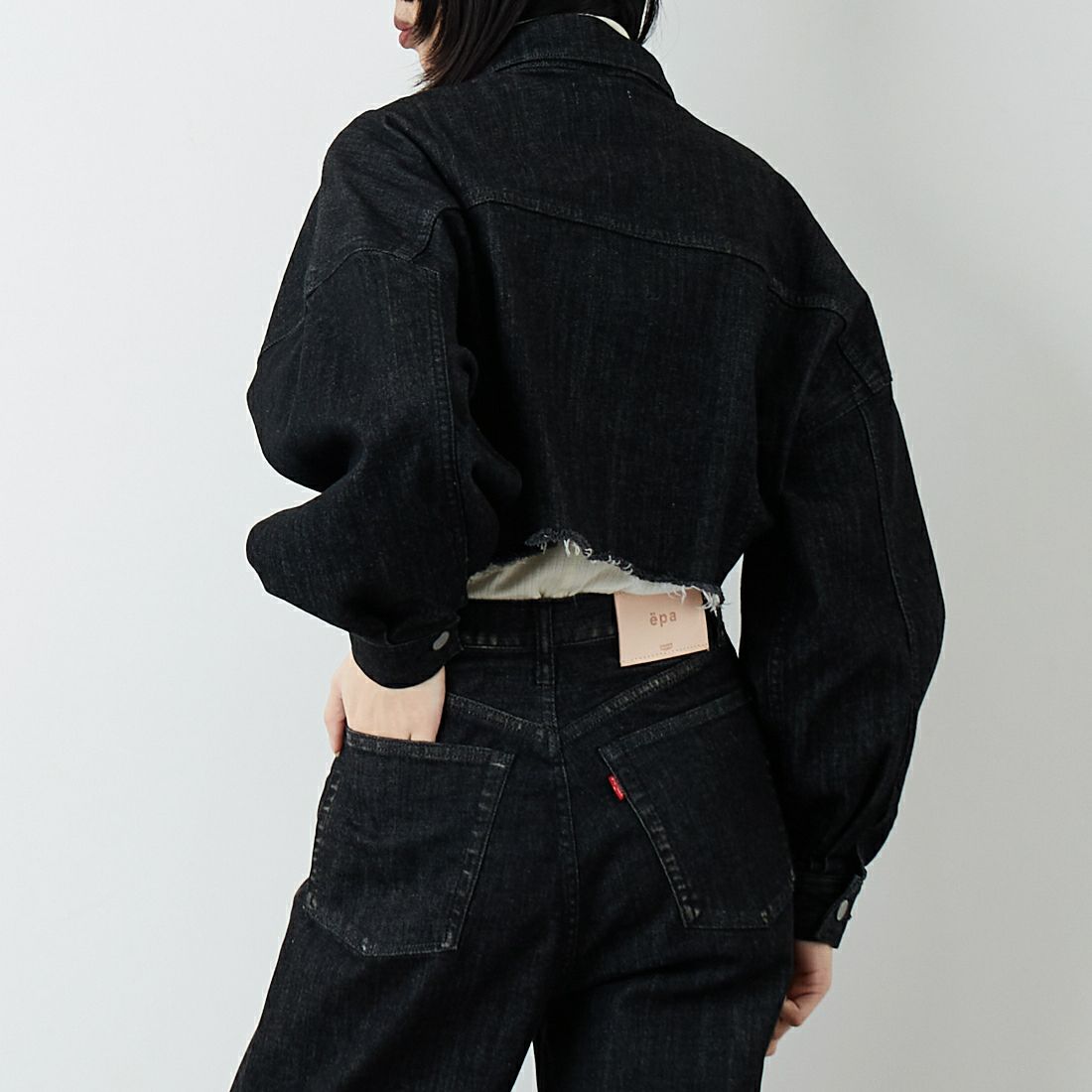 epa × BIG JOHN [エパ × ビッグジョン] バルーンスリーブショートジャケット [MXEP07L] BK02 &&モデル身長：162cm 着用サイズ：F&&