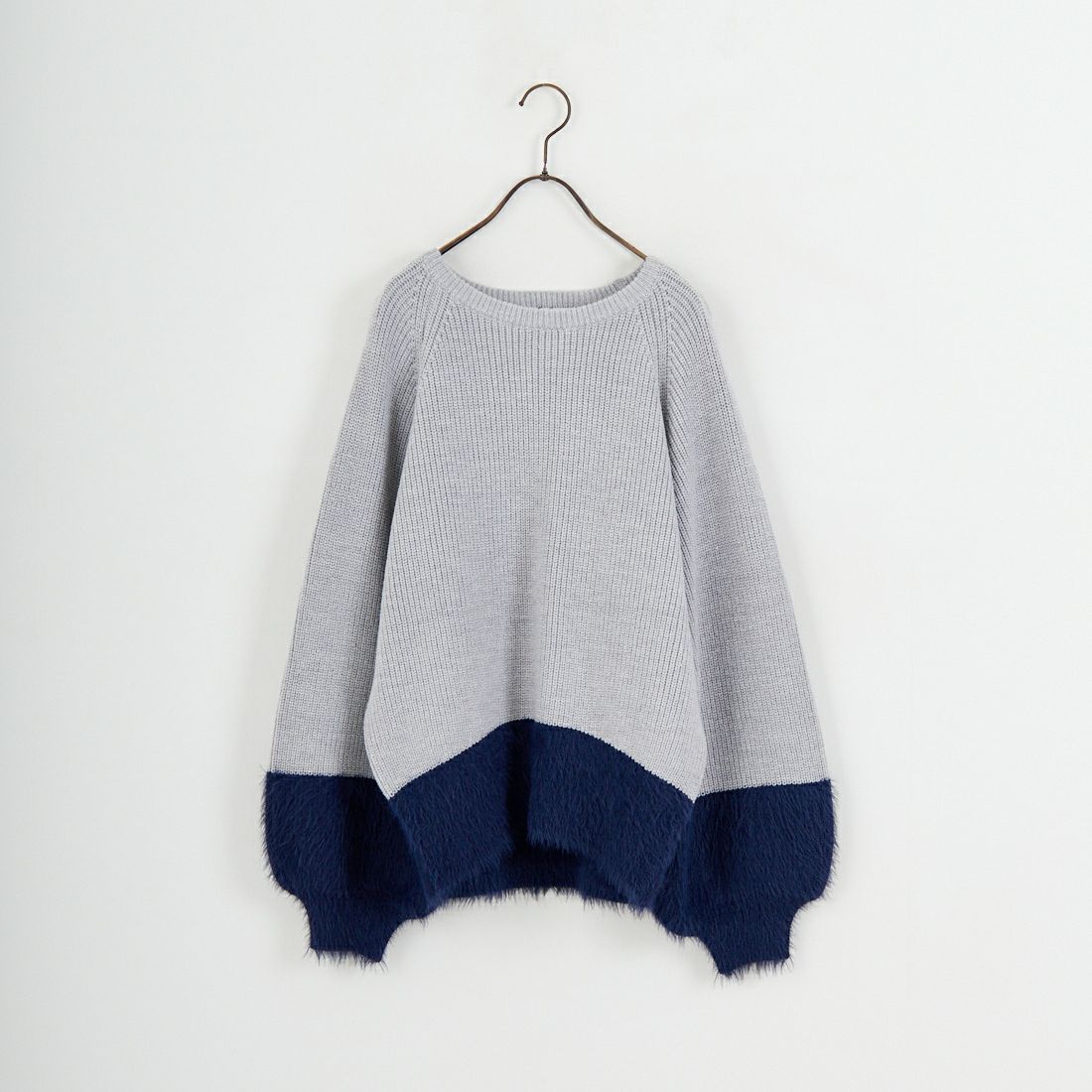 Jf Ready Made [ジェイエフレディメイド] 配色ポイントシャギーニット [986-14185] 05 ﾓｸｸﾞﾚｰ