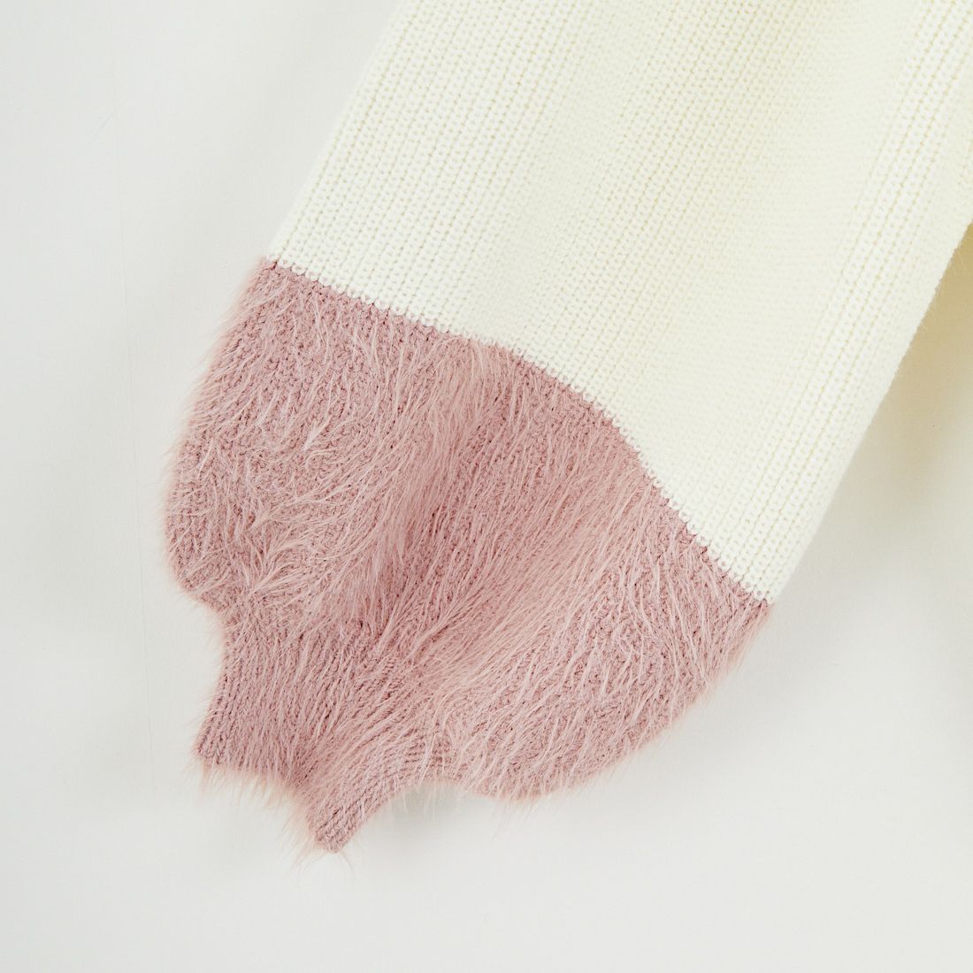 Jf Ready Made [ジェイエフレディメイド] 配色ポイントシャギーニット [986-14185] 02 ｱｲﾎﾞﾘｰ