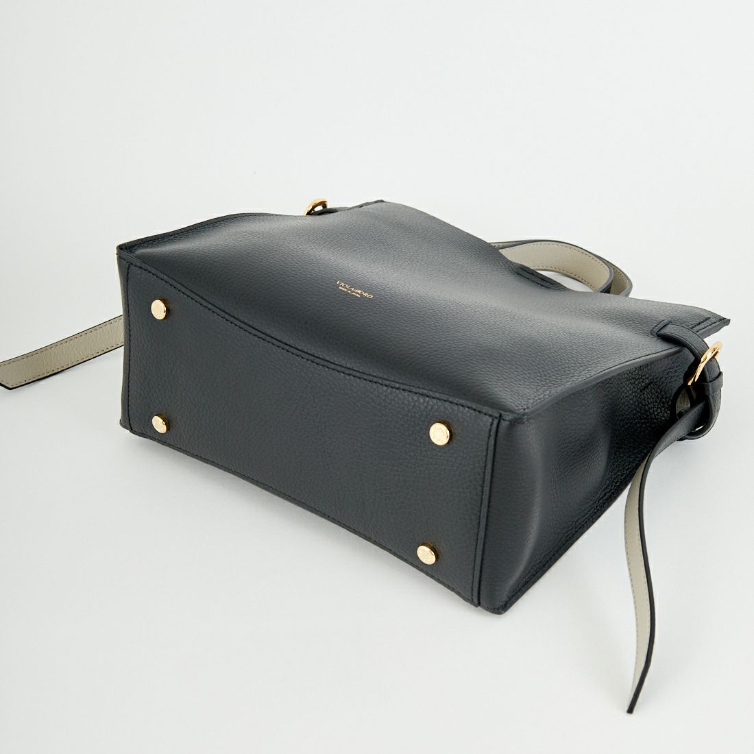 VIOLAd'ORO [ヴィオラドーロ] TRERO サイドベルトレザートートバッグ [V-1619] BLACK/GRAY