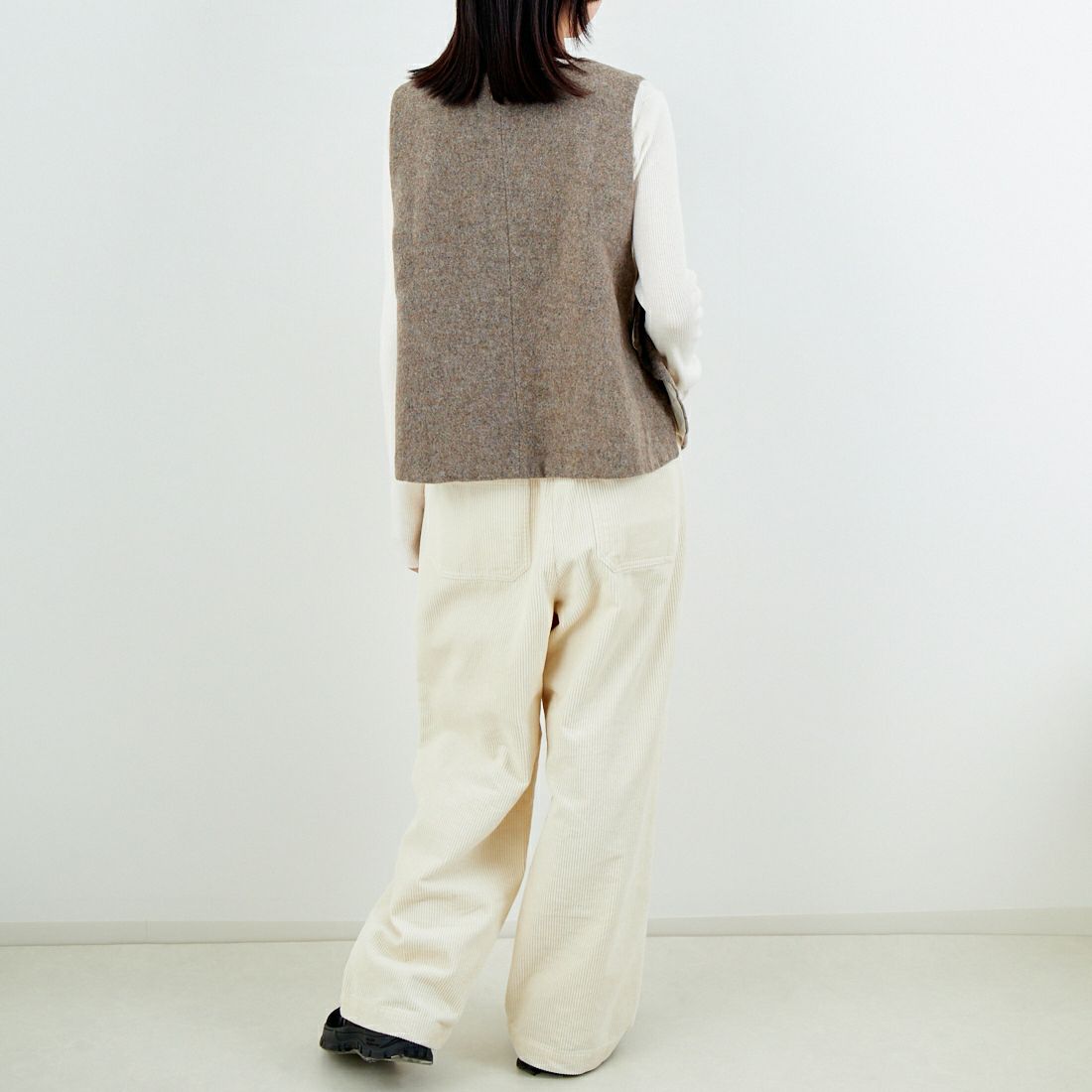 tumugu: [ツムグ] エコウールモッサベスト [TB25419] 17 MOCHA &&モデル身長：162cm 着用サイズ：F&&