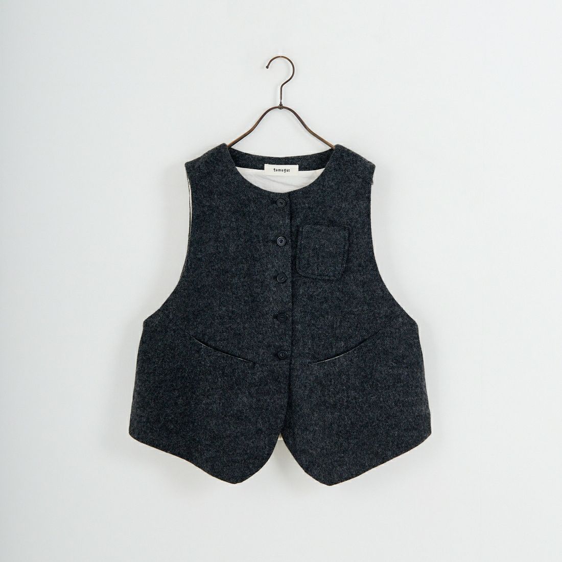 tumugu: [ツムグ] エコウールモッサベスト [TB25419] 88 CHARCOA