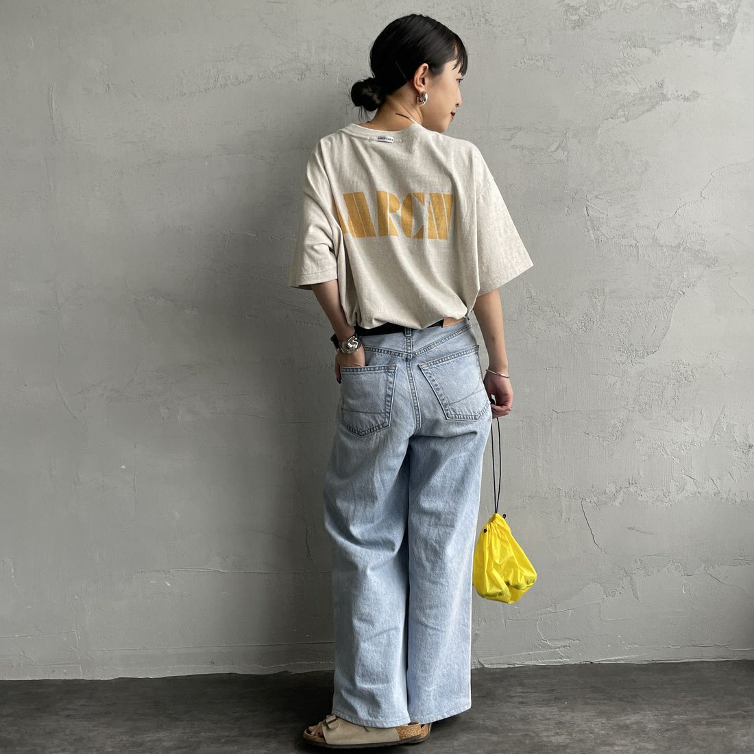 Americana × JEANS FACTORY [アメリカーナ × ジーンズファクトリー] 別注 AMRCN バックプリントTシャツ [BRF-808A-2-JF] ｵｰﾄﾐｰﾙ &&モデル身長：150cm 着用サイズ：ONE SIZE&&