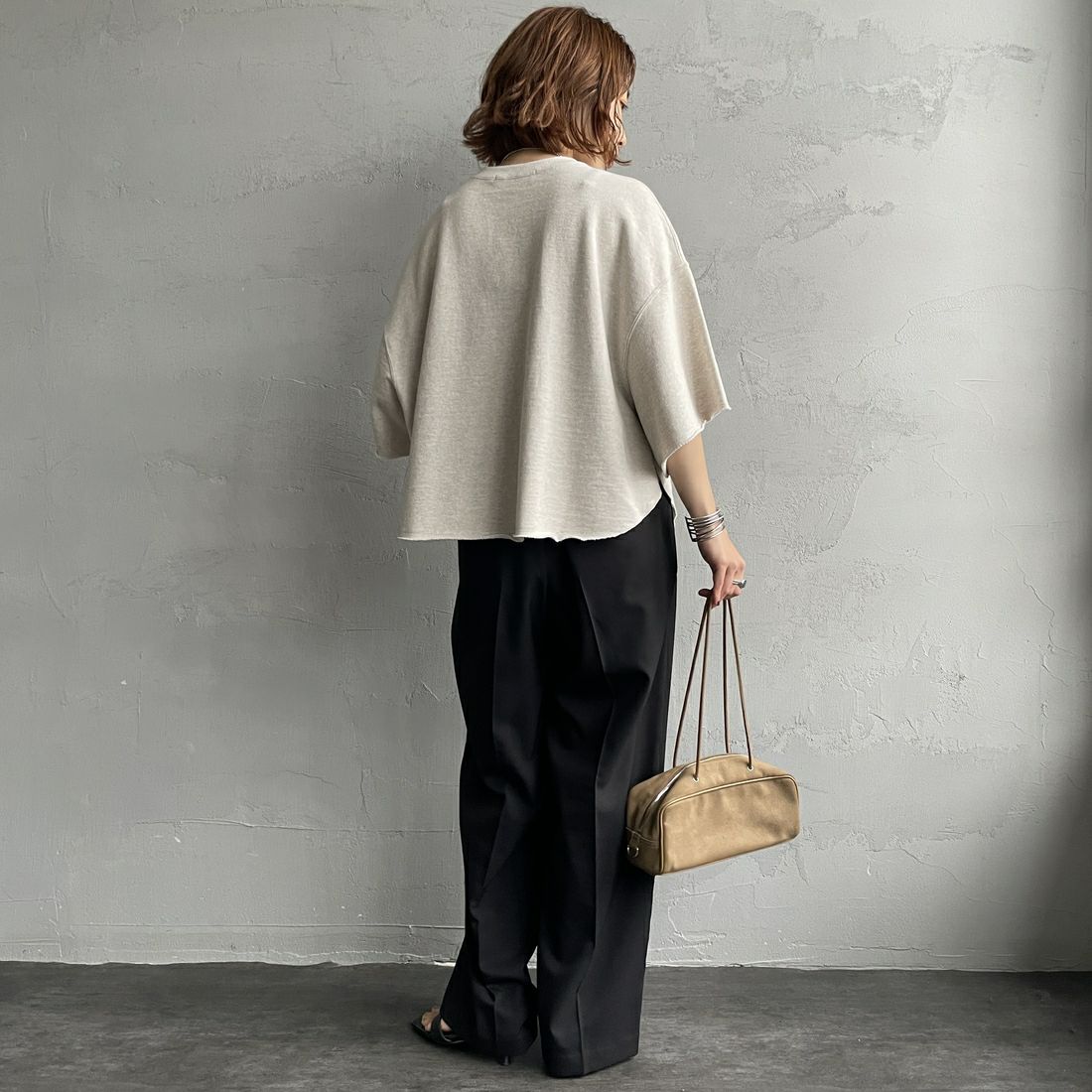 Americana × JEANS FACTORY [アメリカーナ × ジーンズファクトリー] 別注 カレッジプリント カットオフスウェット [ASO-850-1-JF] ｵｰﾄﾐｰﾙ &&モデル身長：158cm 着用サイズ：ONE SIZE&&